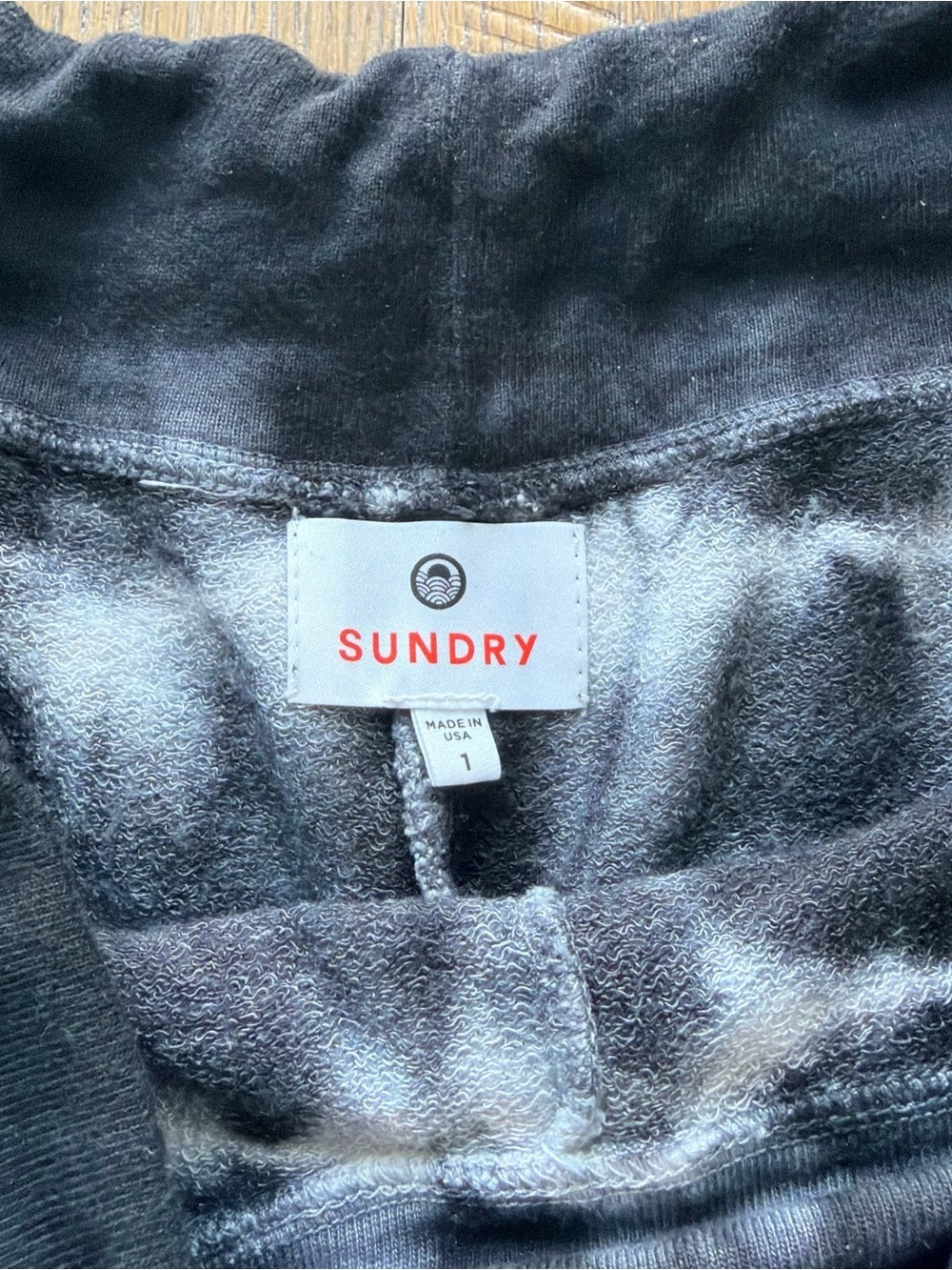 Sundry Black & White Tie-Dye Lounge Shorts - Picture 2 of 3